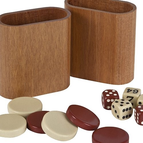 Deluxe Wooden Cups Uria Stone Backgammon Checkers Dice and Doubling Cube