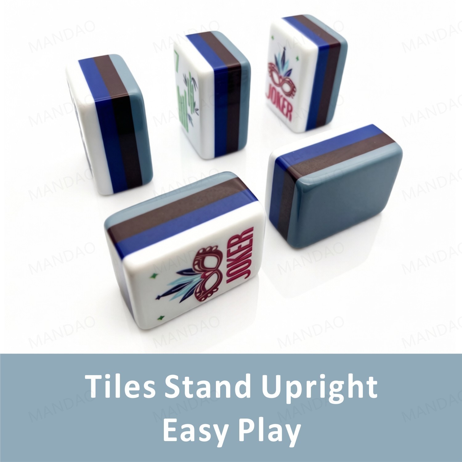 NEW! Vibrant Layered Mahjong Tiles – Full American Set 160Tiles – Gray-blue