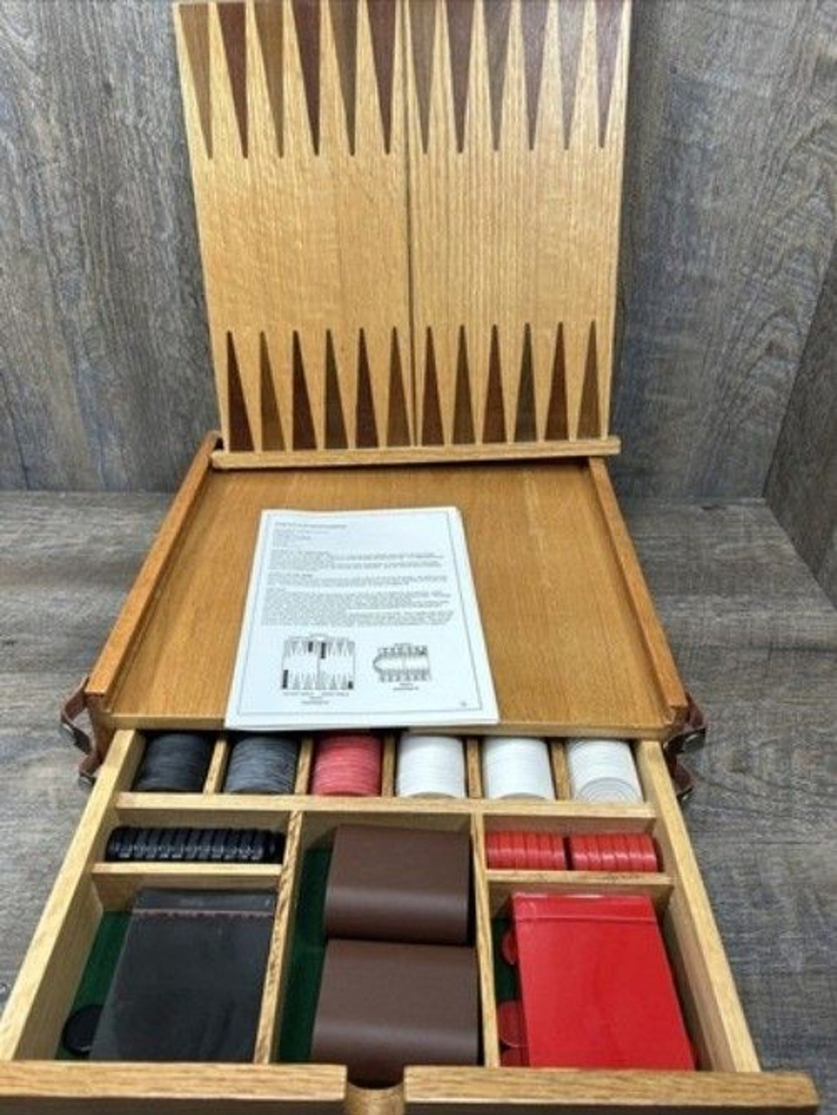 Vintage Wooden Multiple Game Board & Storage Case 12.63″x12.63″x3.25″ Excellent