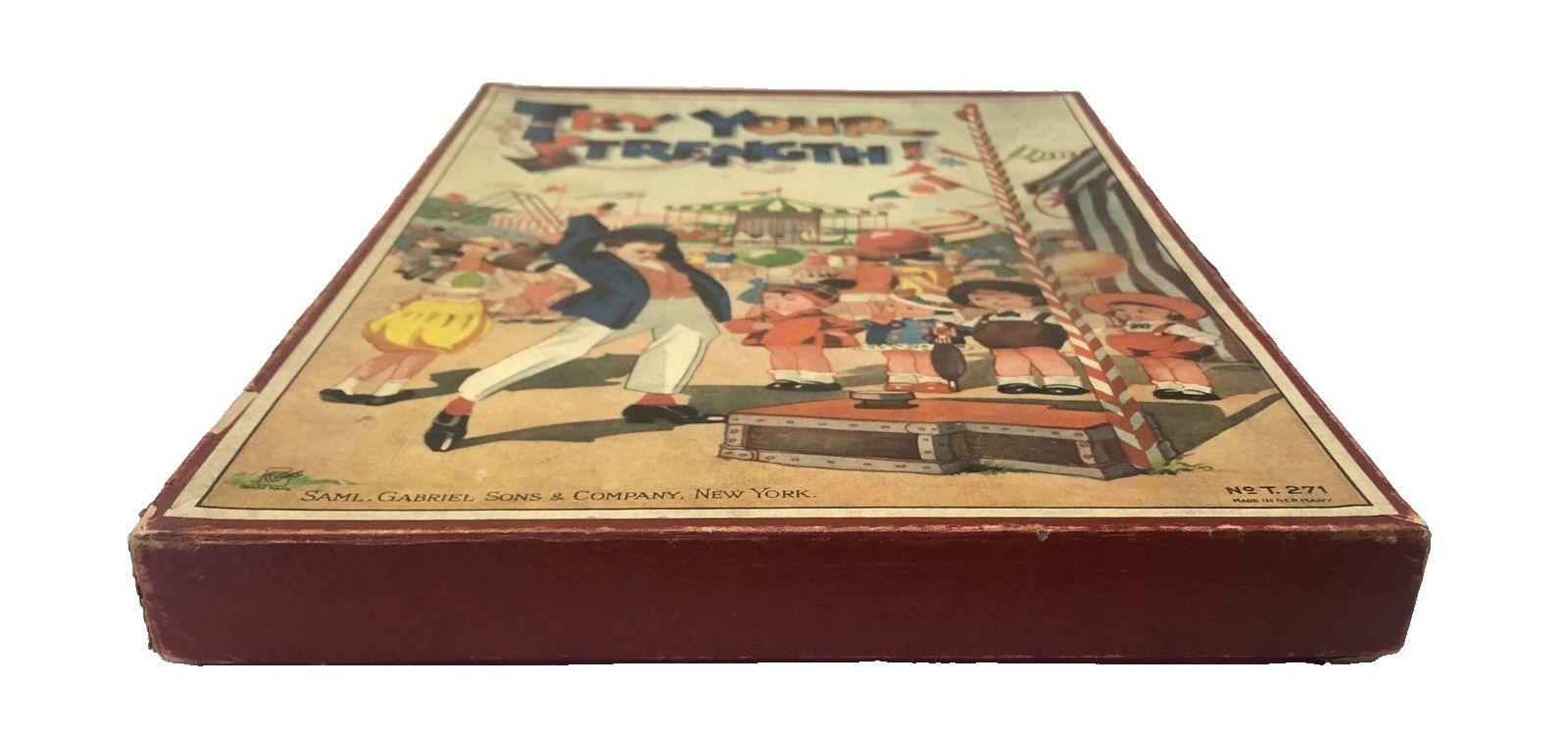 Rare Saml. Gabriel Sons & Co. Board Game Try Your Strength NY- Germany Complete