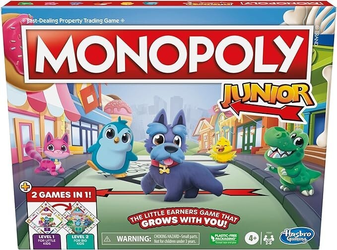 Monopoly Junior Board Game, 2-Sided Gameboard, 2 Games in 1, BRAND NEW