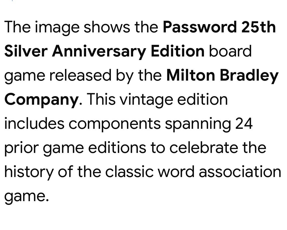 1986 Password Game 25th Edition by Milton Bradley Complete Good Cond FREE SHIP
