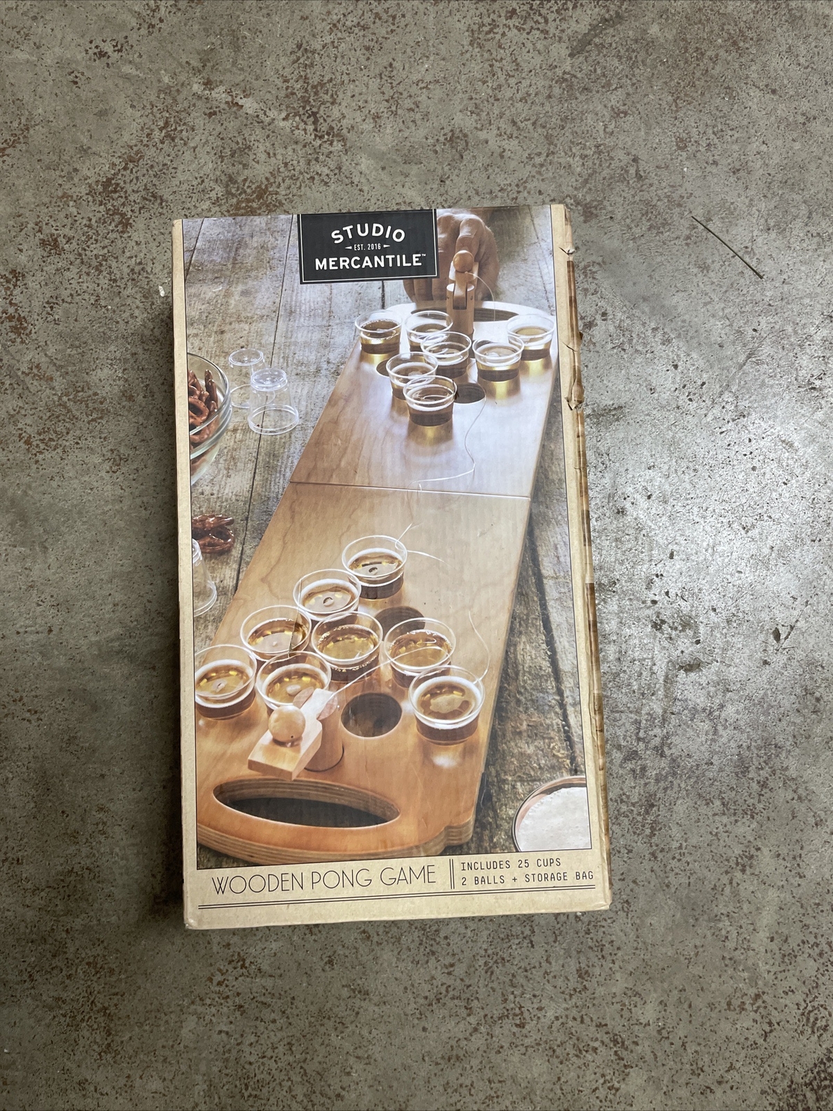 Studio Mercantile Wooden Pong Game Mini Beer Pong Party Set Adult Drinking Game