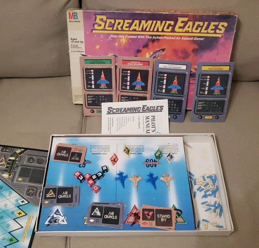 Vtg 1987 Screaming Eagles Board Game Milton Bradley Complete Pre-Owned