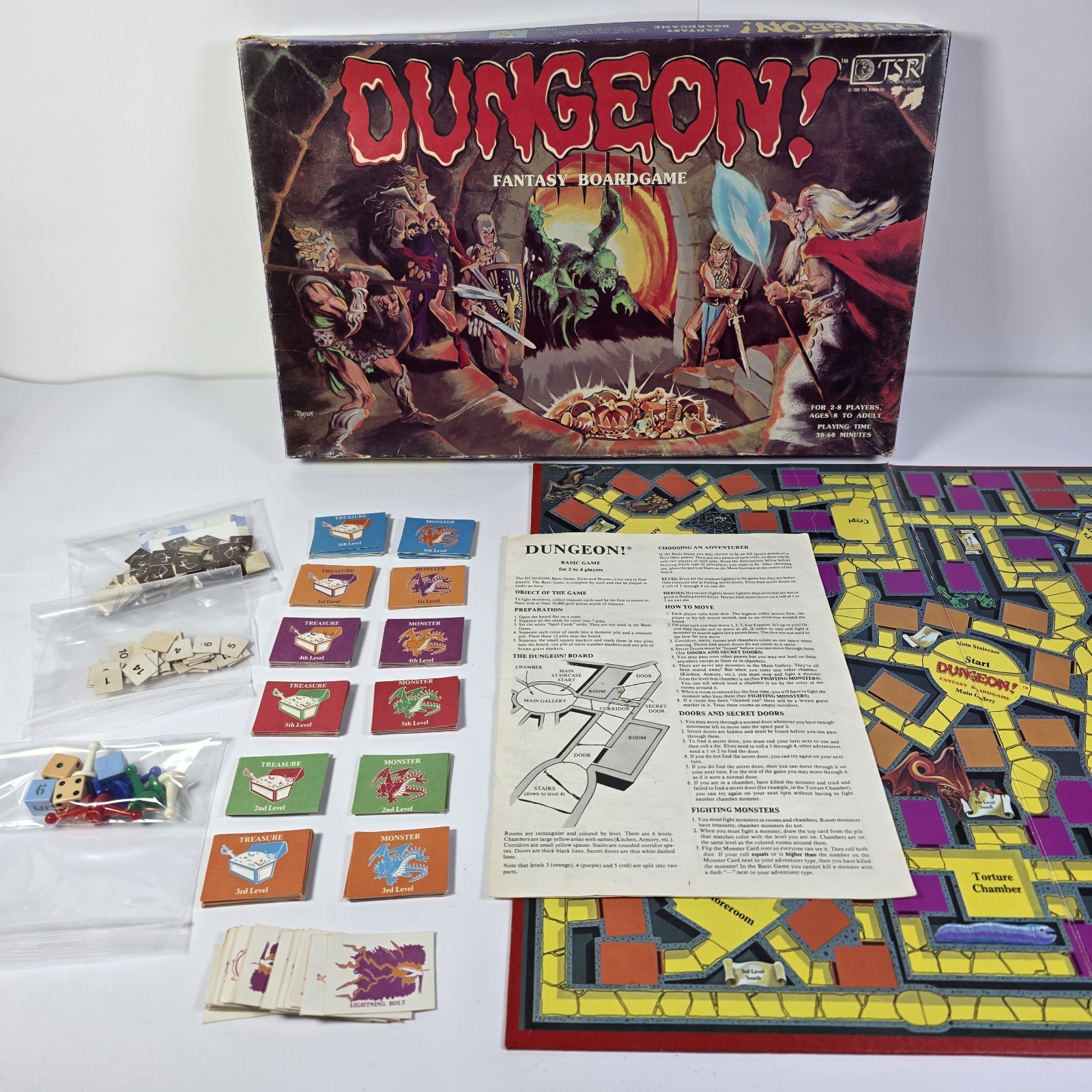 Vintage 1981 TSR Dungeon! Fantasy Board Game Near Complete – READ