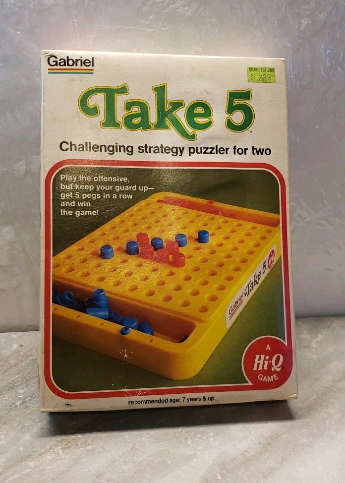 Vintage 1977 Take 5 Board Game Gabriel Complete Strategy Puzzler Retro 70s Toy