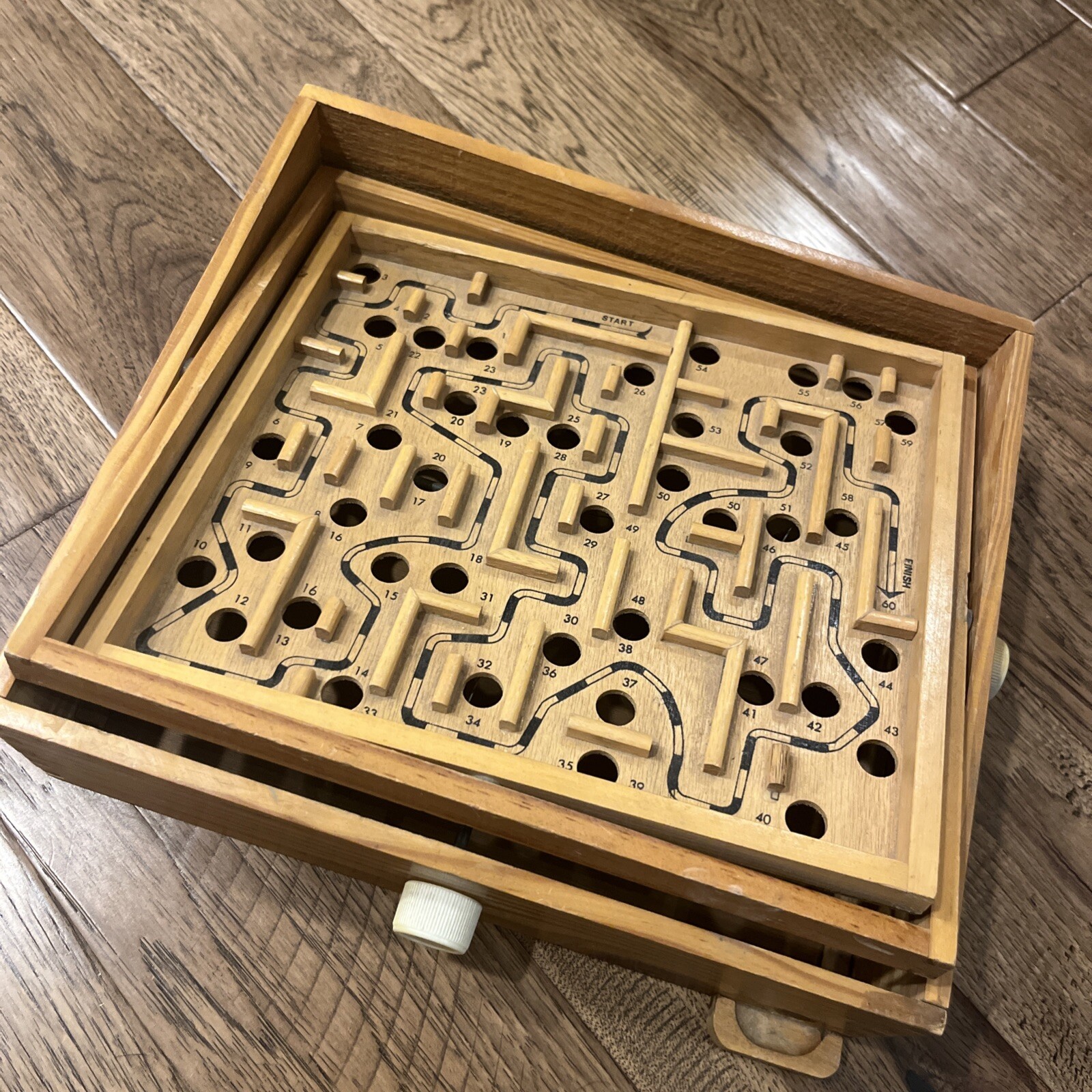 Vintage Labyrinth Wooden Tilting Maze Puzzle Game Marble Included! W/O Box