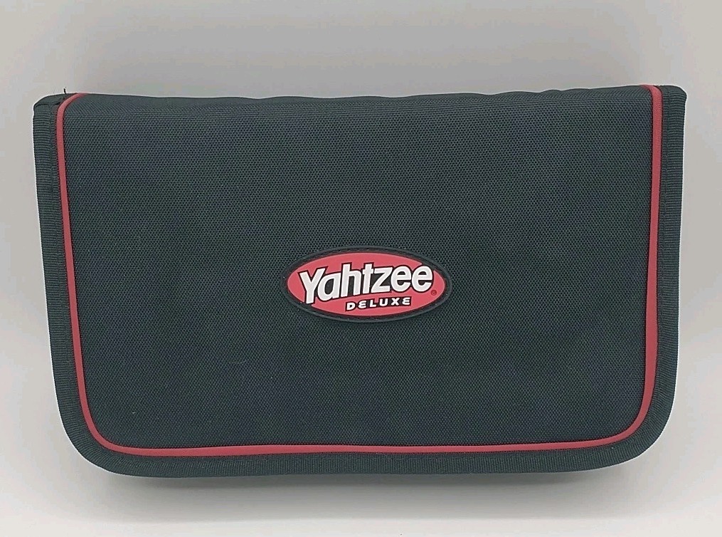Yahtzee Deluxe Travel Edition 2003 Game Folio w/ Black Nylon Zip Case Road Trip