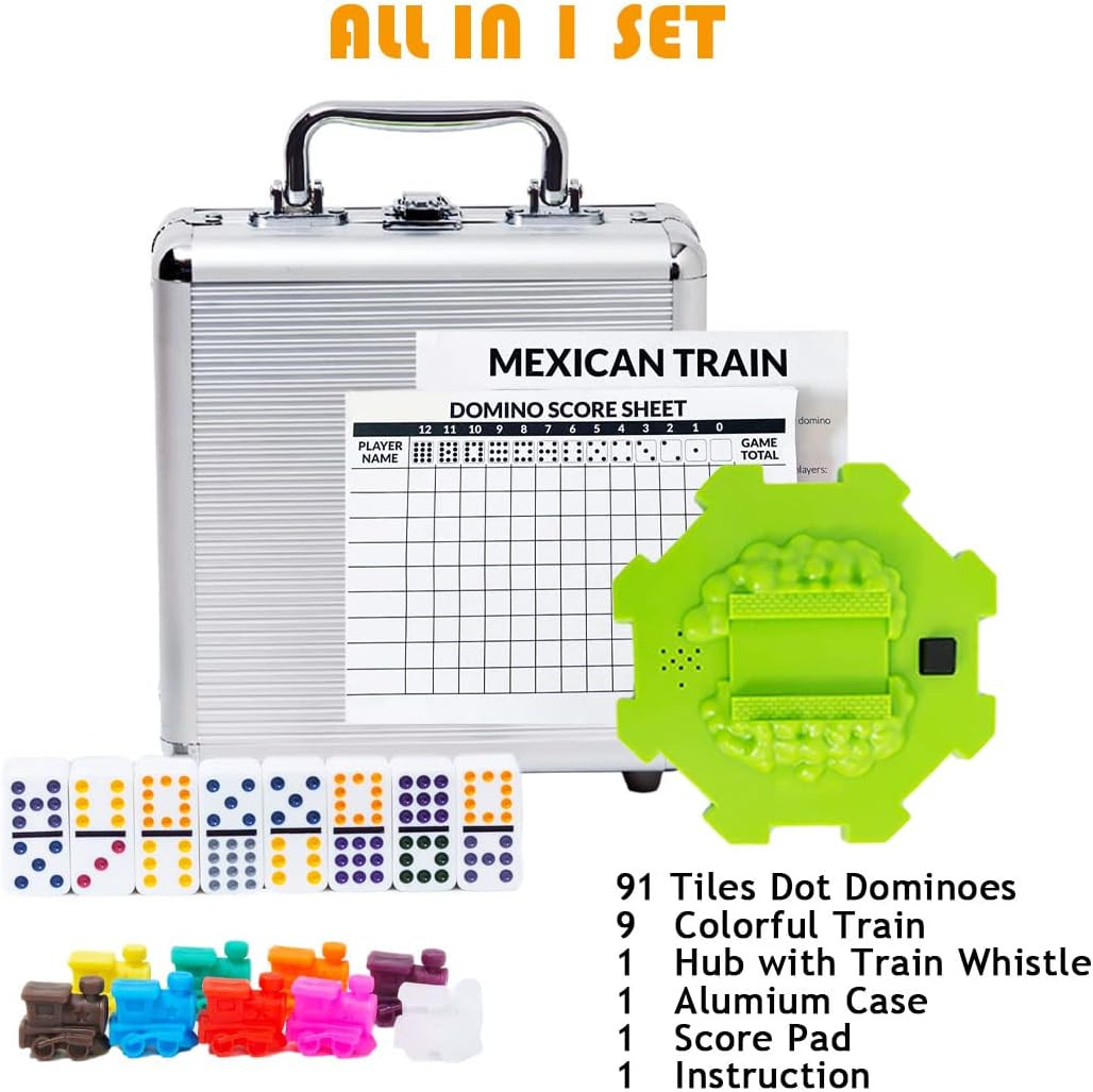 Mexican Train Dominoes Set with Sound Effects, Mexican Train Dominoes Game for T
