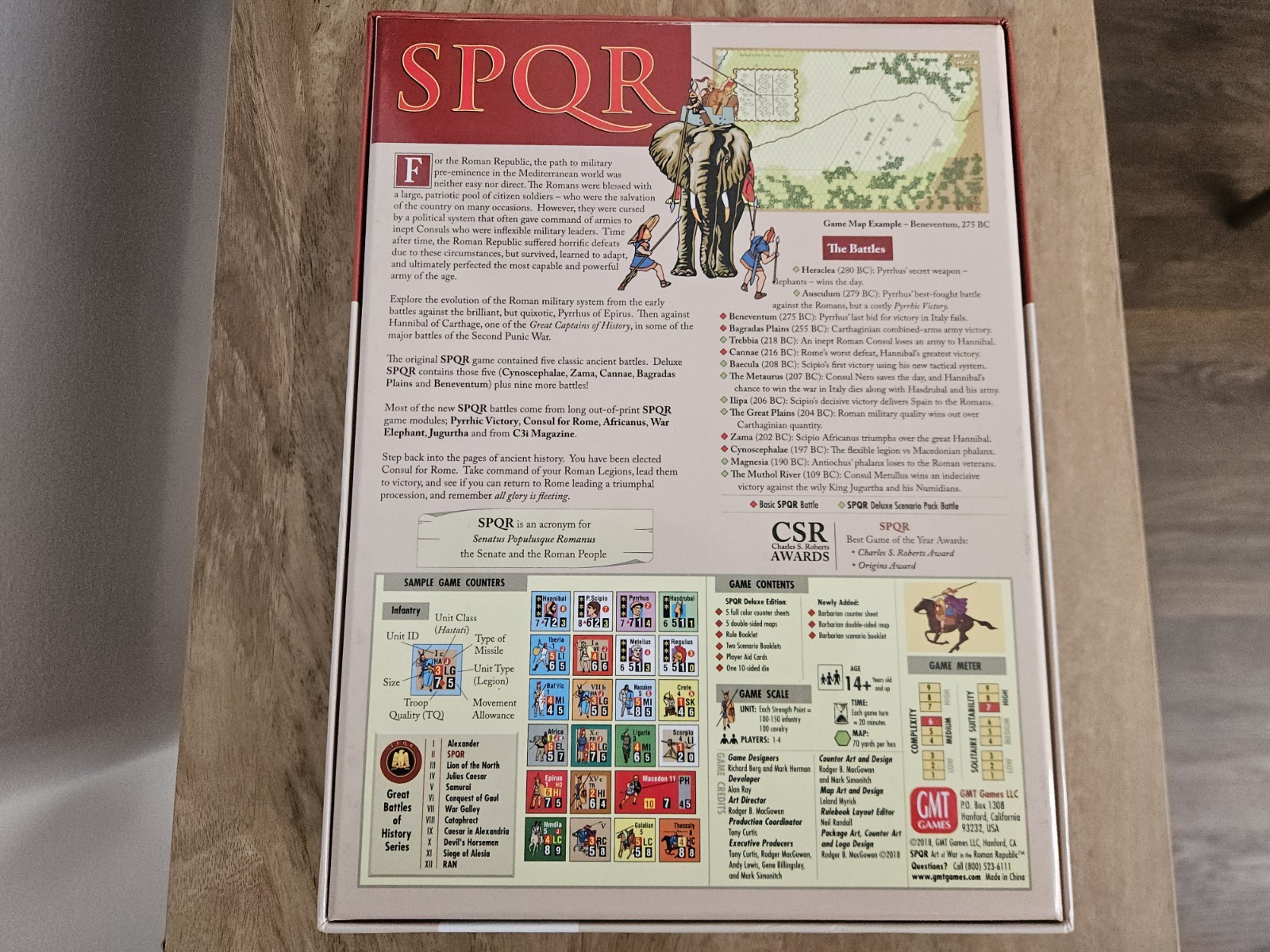 GMT SPQR: Deluxe Edition 2018, Punched, Unplayed, Complete, Excellent