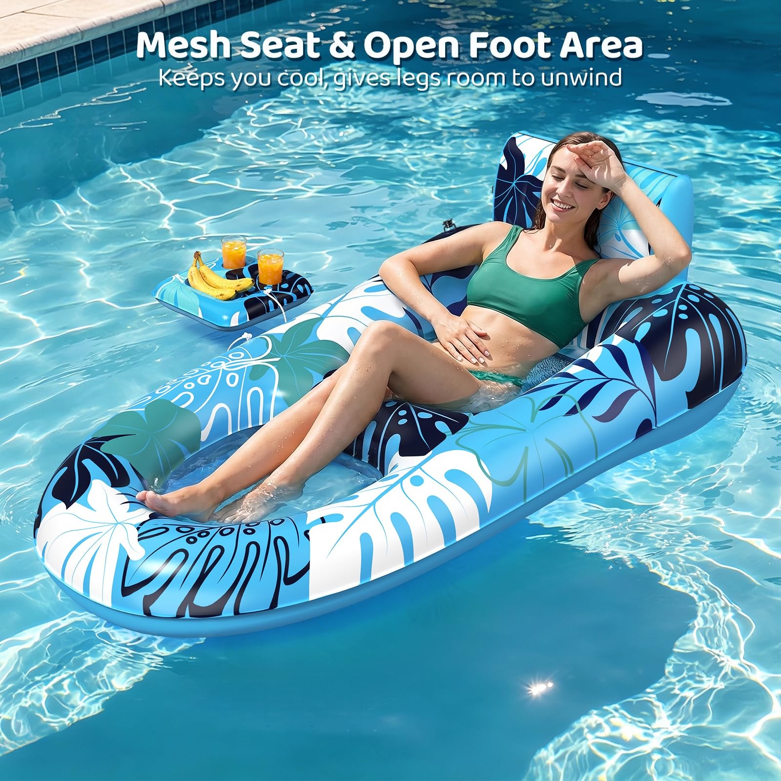 Pool Floats 2 Pack Extra Large 64 x37 Inflatable Lounger Blue Pink Heavy Duty