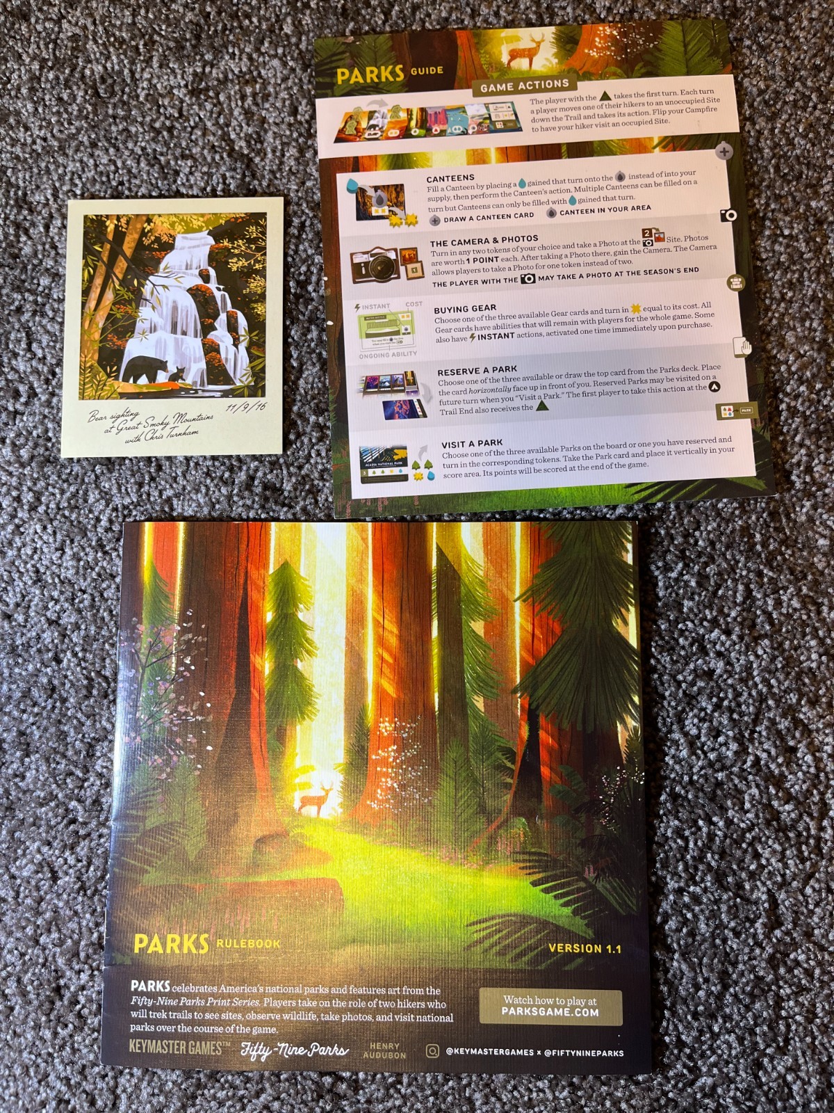 Keymaster Games PARKS Board Game + Wildlife Expansion, 100% Complete, VG++