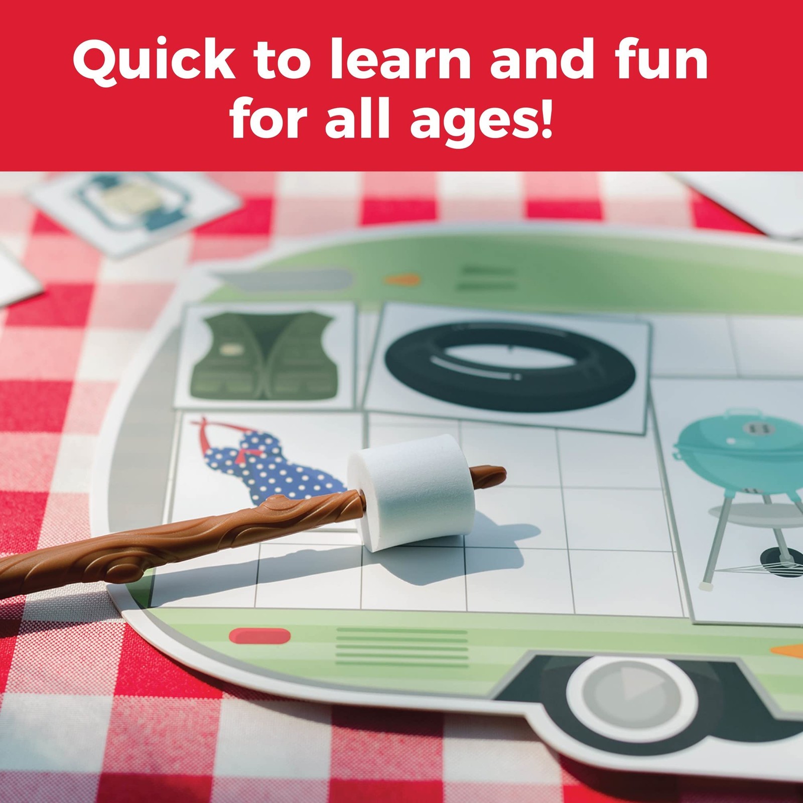 Fast Fun Camping Gear Board Game for Family Game Night Ages 5 and Up