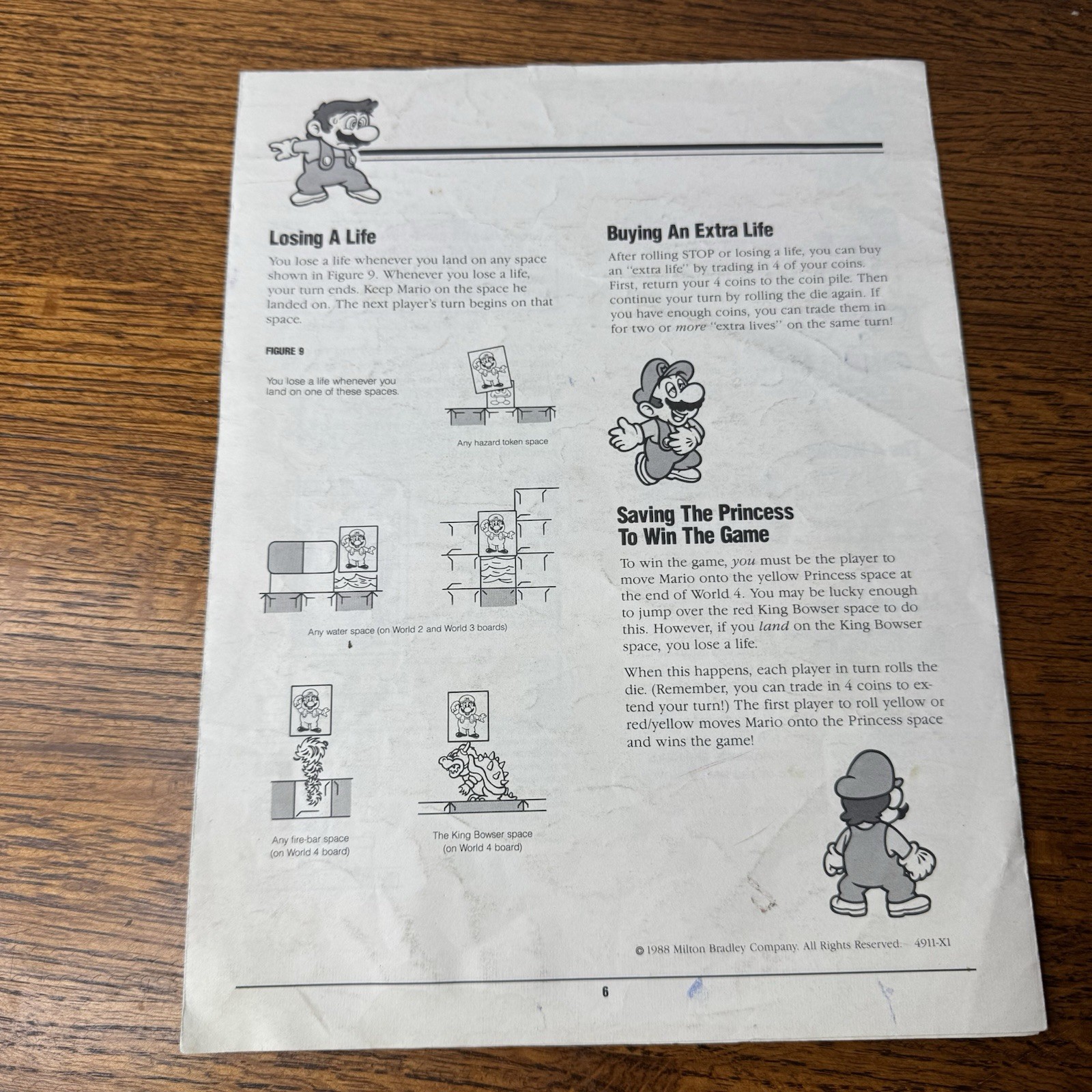 1988 Super Mario Bros. Board Game by Milton Bradley Instruction Booklet
