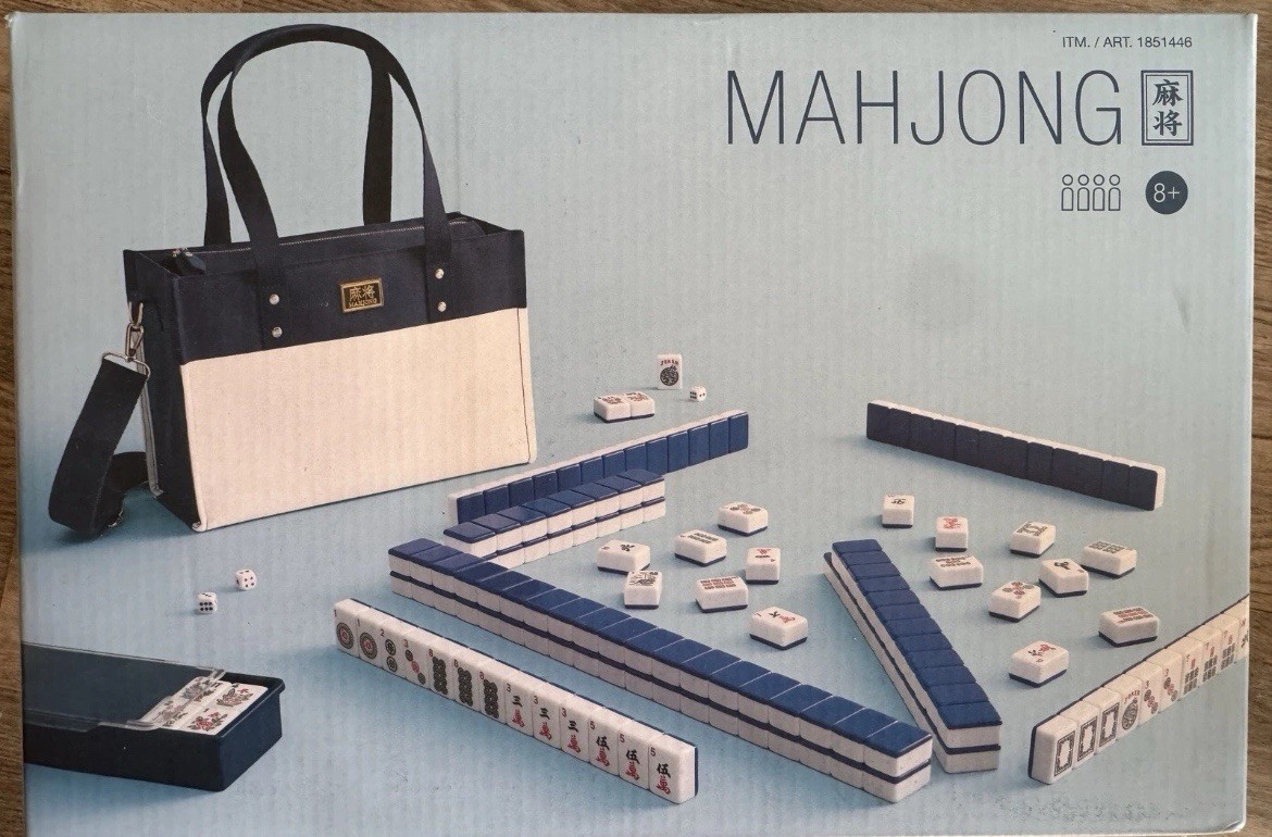 NEW Mahjong Tile Set with Storage Tote 166pc Oversized Tiles 8+ Years, Open Box