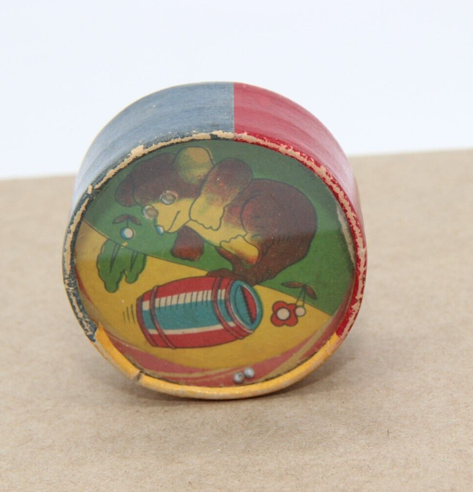 Vintage 2 Sided Handheld Dexterity Puzzle Occupied Japan Girl/Bear w. Barrel