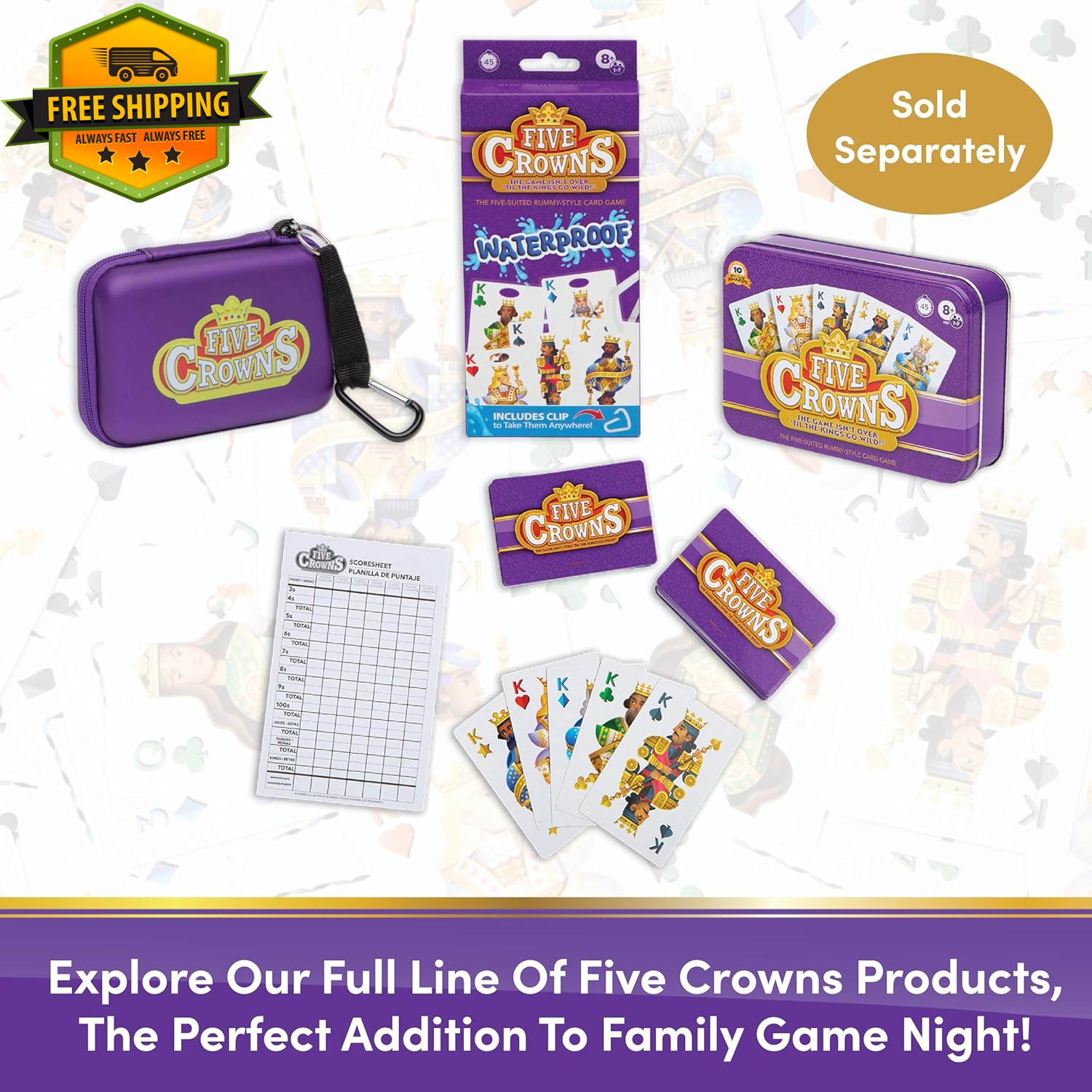 Five Crowns Card Game Rummy Style Family Game Kids Adults Travel