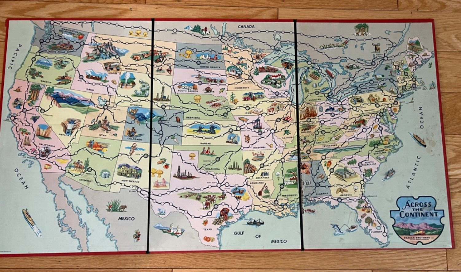 Across the Continent, Parker Brothers, 1952, No Box, Incomplete