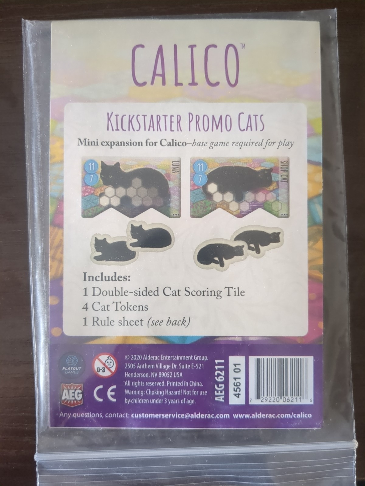 Calico Kickstarter Promo Cats Mini-Expansion by AEG