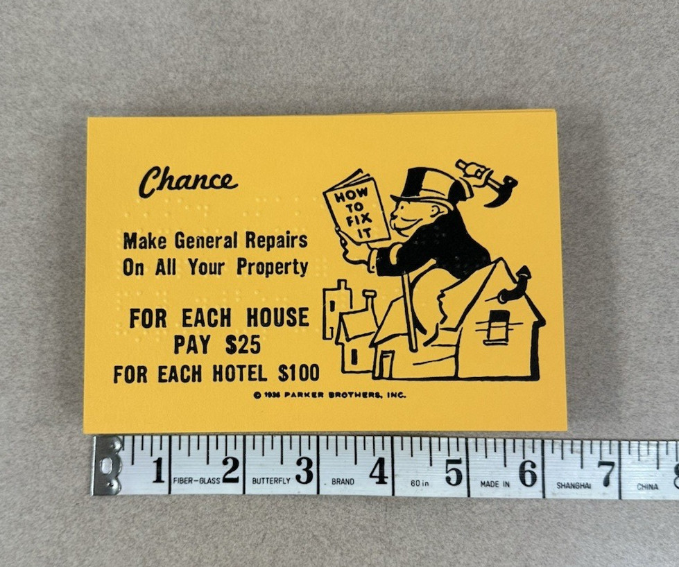 Vintage Braille and Low Vision Monopoly 1986 Regular Components Included READ