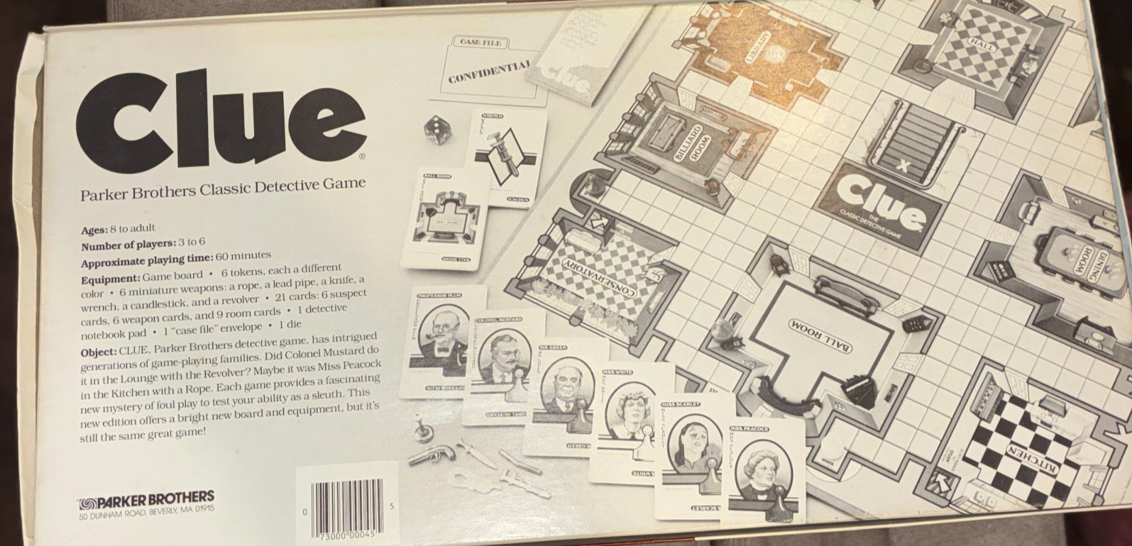 Clue Classic Detective Board Game 1986 Parker Brothers Complete 0045