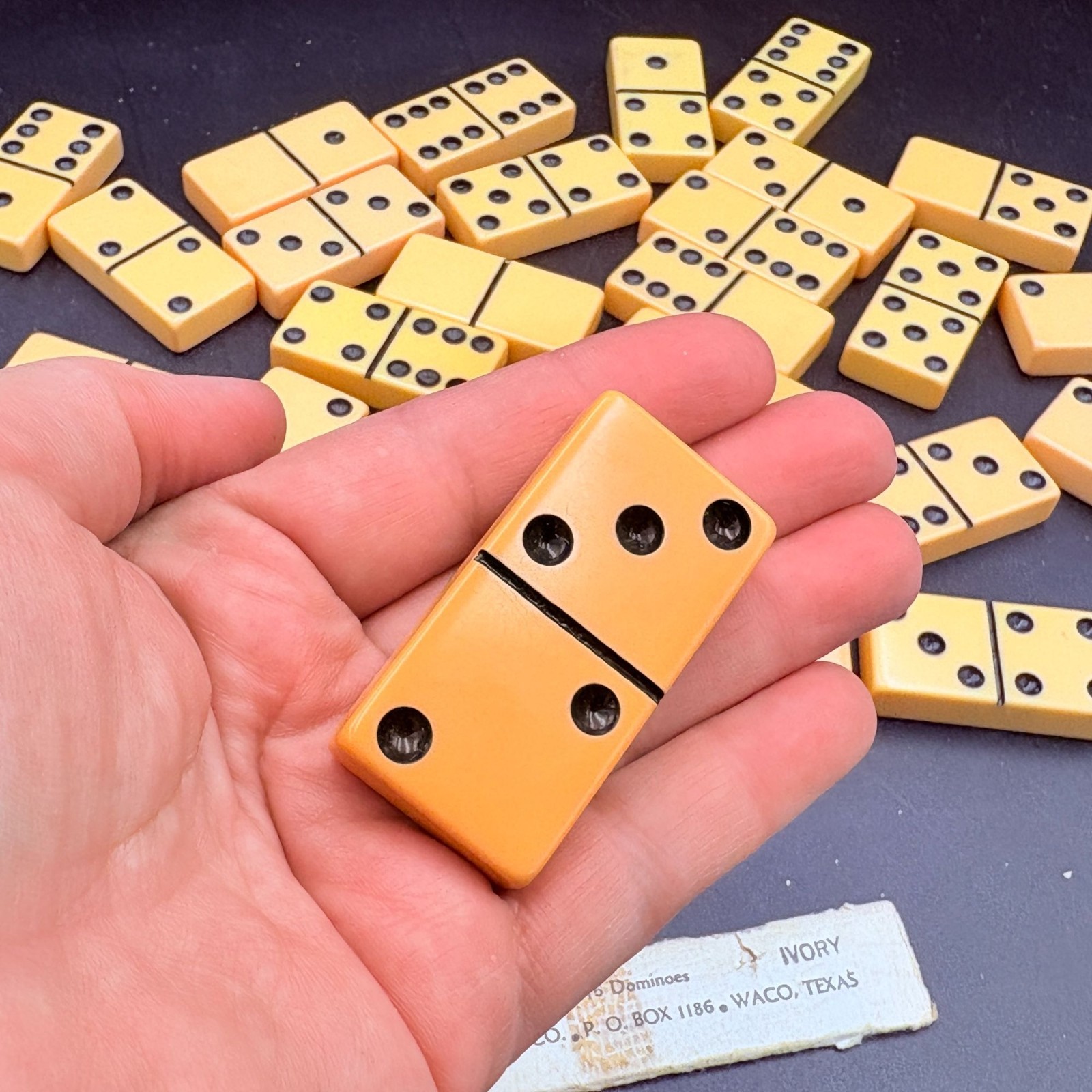Puremco No 716 Ivory Domino Full Set Vintage Bone Style 28 Pieces x Thick No Box