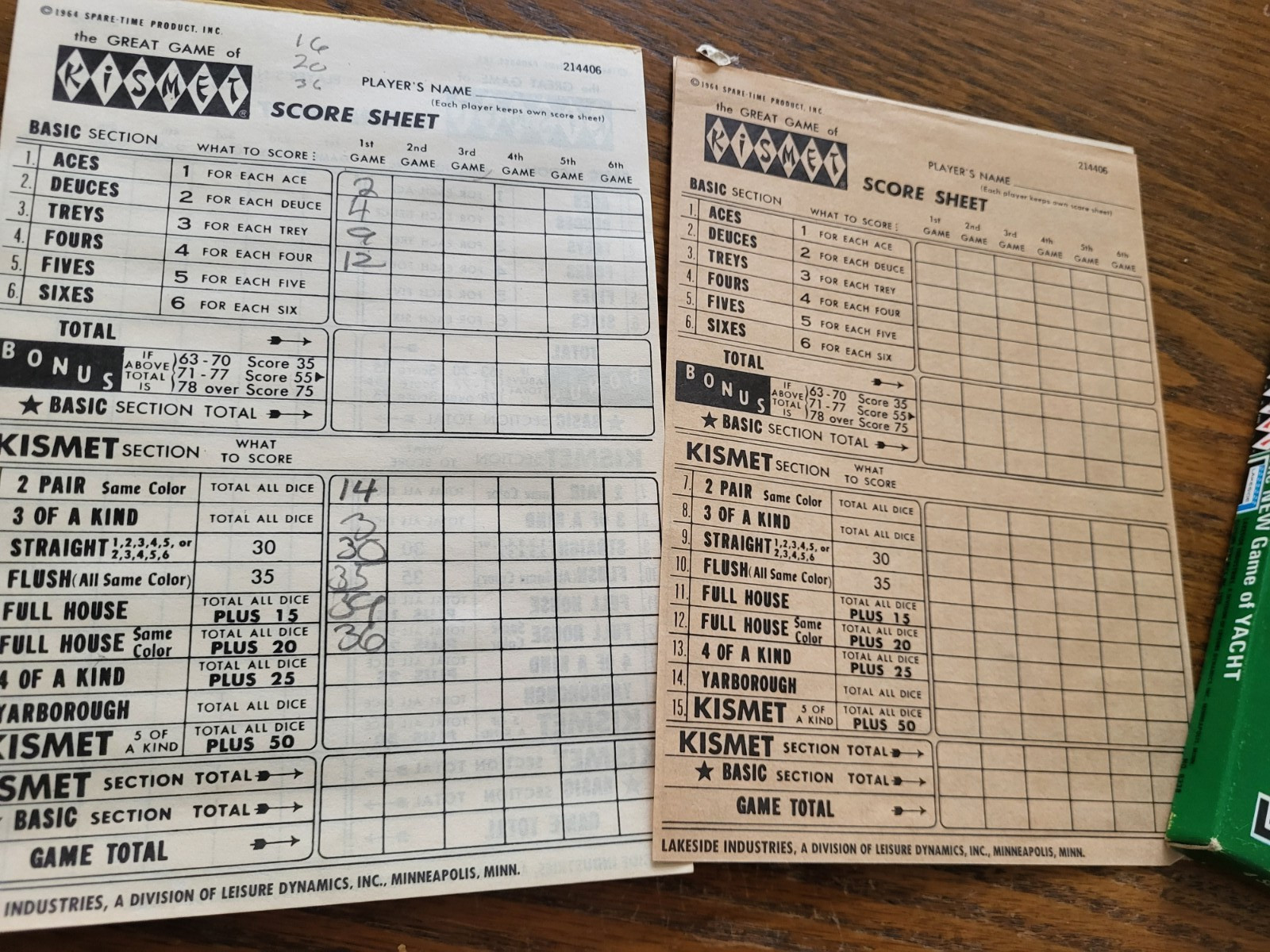 Kismet Score Pads Sheets 3 pads