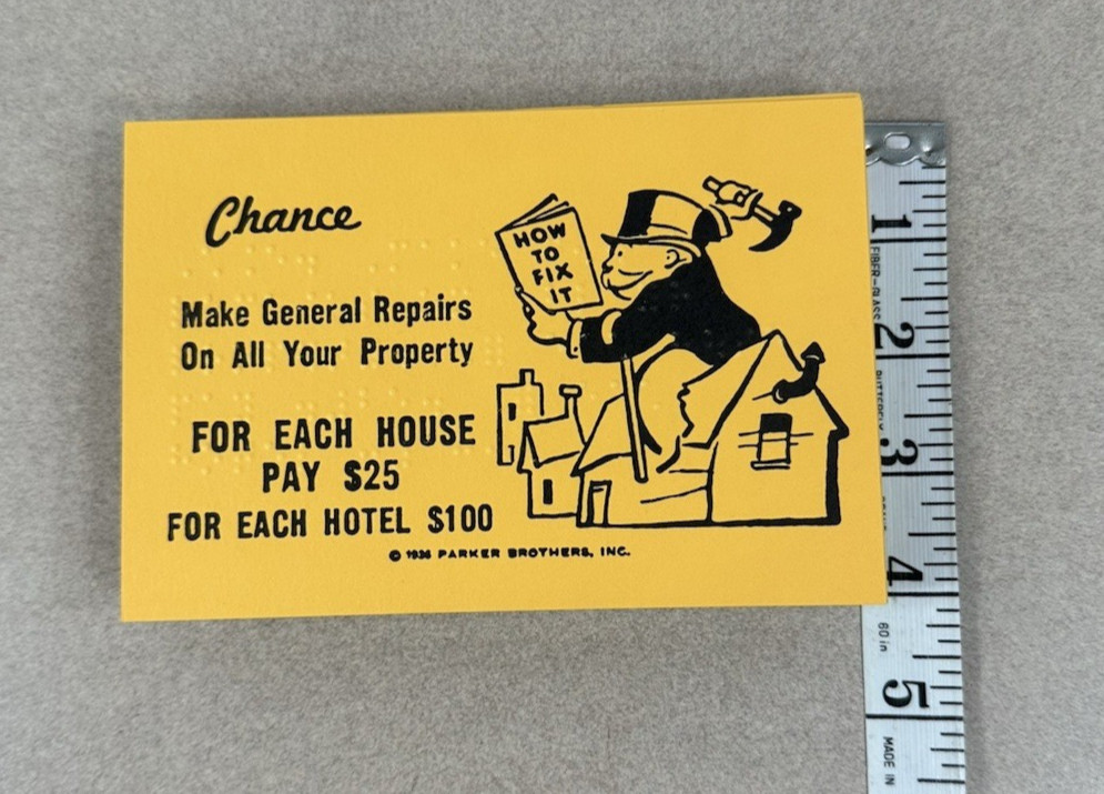 Vintage Braille and Low Vision Monopoly 1986 Regular Components Included READ