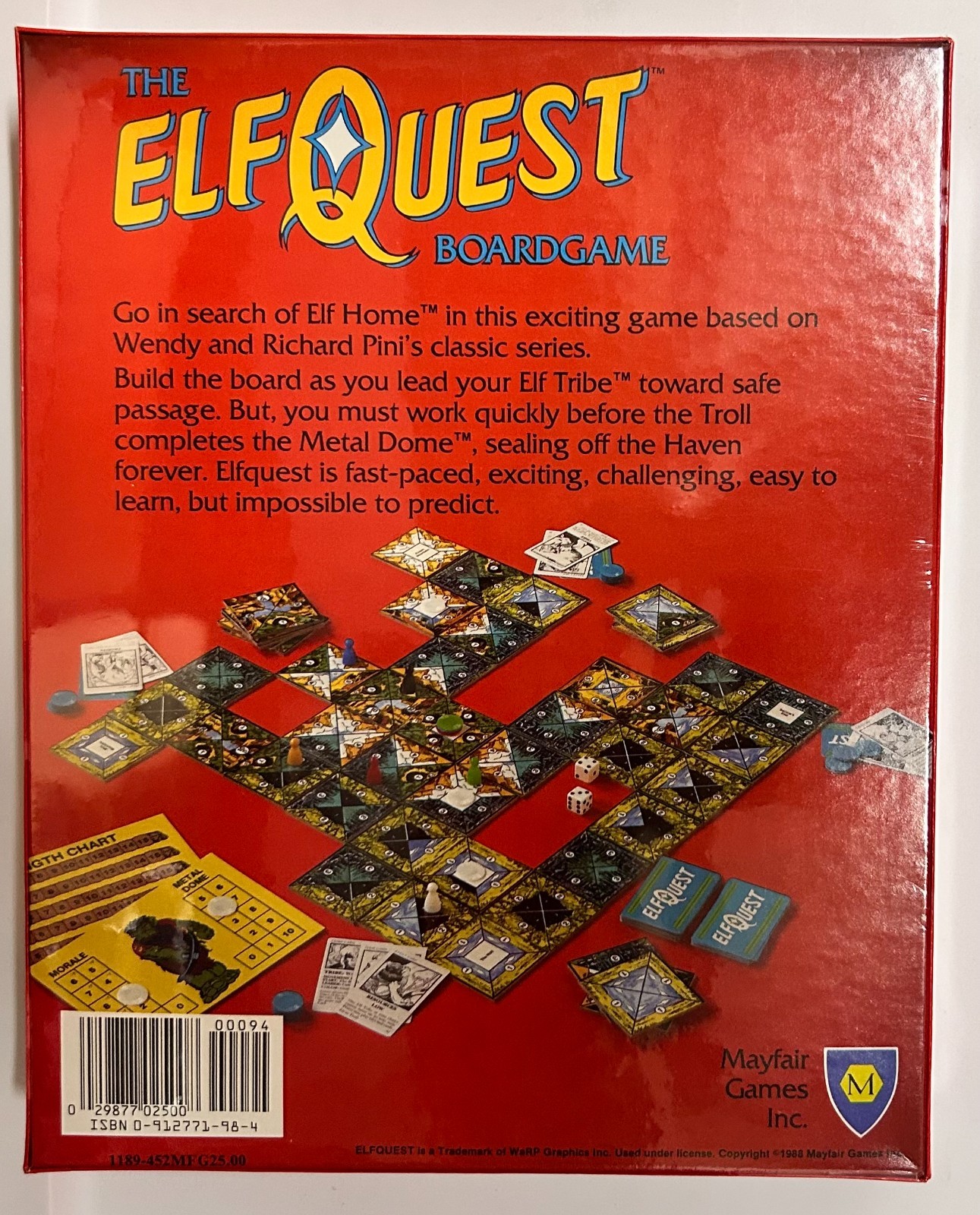 NEW ELFQUEST Board Game 1986 Second Ed. MAYFAIR Card Role Playing D&D