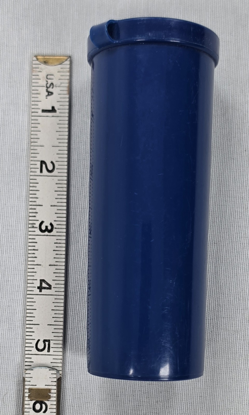 Vintage 1990s POG Milkcaps Storage Tube Blue Plastic Carry Case Holder 5.25″