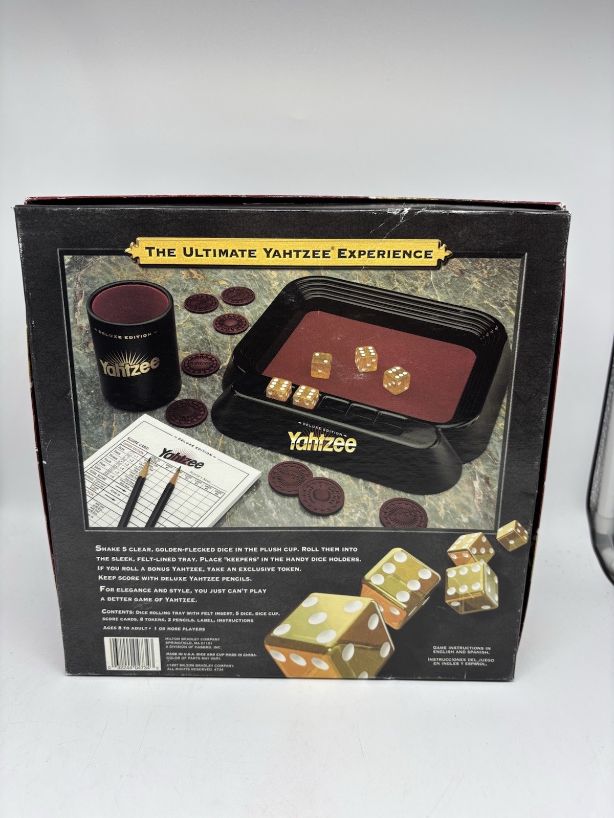 Vintage 1997 Yahtzee Deluxe Edition Gold Die COMPLETE