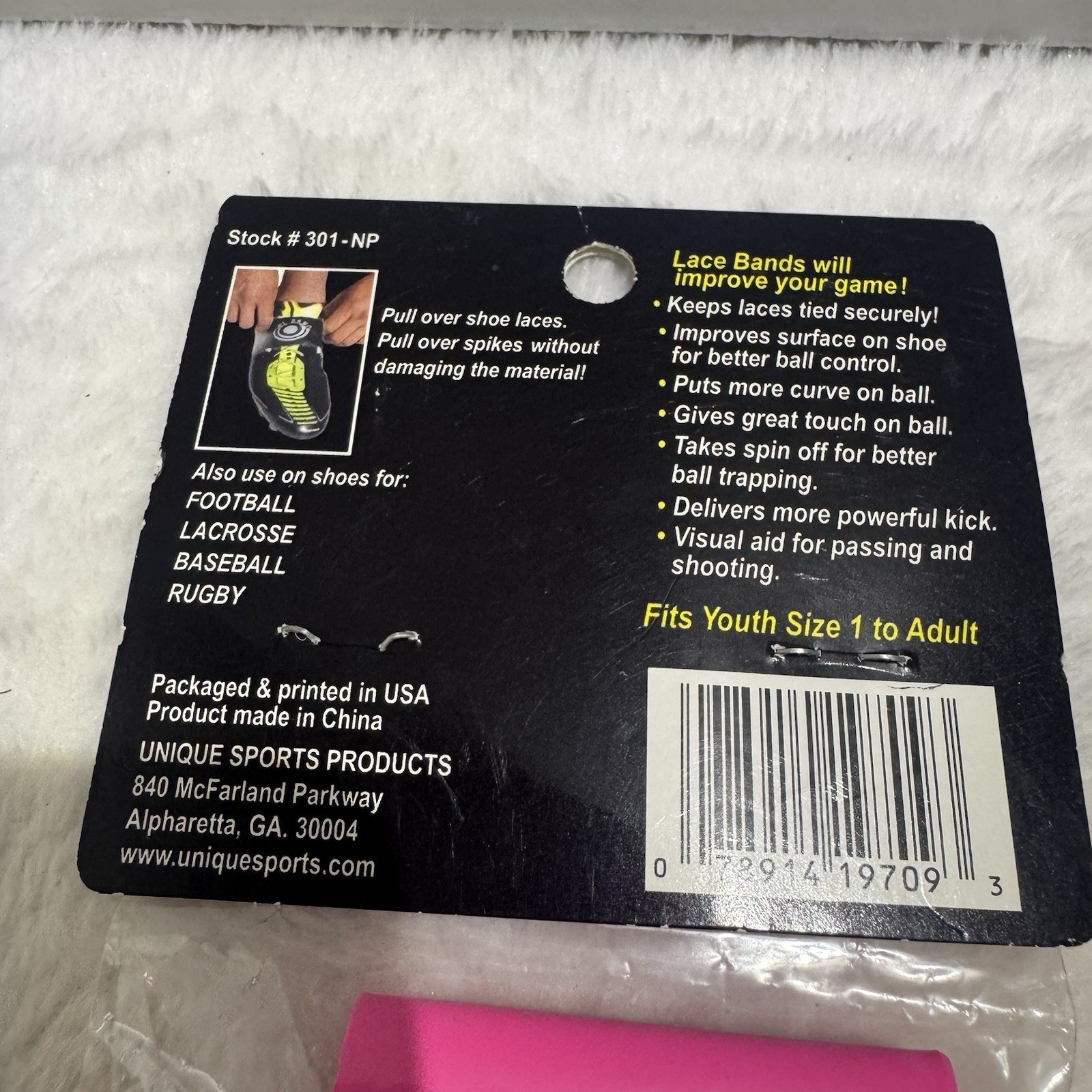 Neon Pink Unique Soccer Lace Bands, One Size