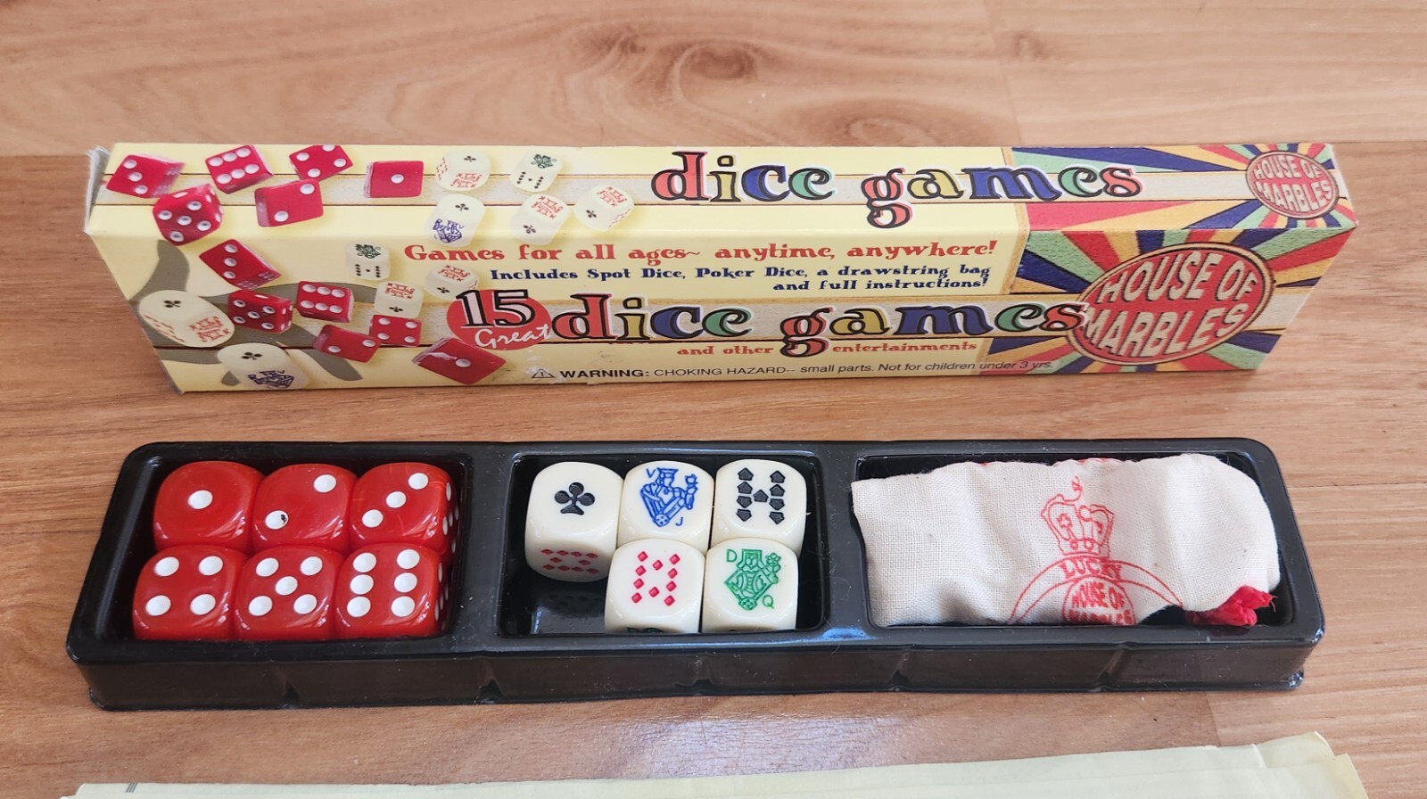 House of Marbles 15 Dice Games. New open box Spot Dice, poker dice, instructions