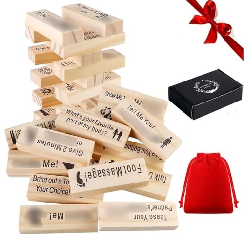 48Pcs Super Naughty Block Tower Game, Couple Adult Valentine Tumbling Tower