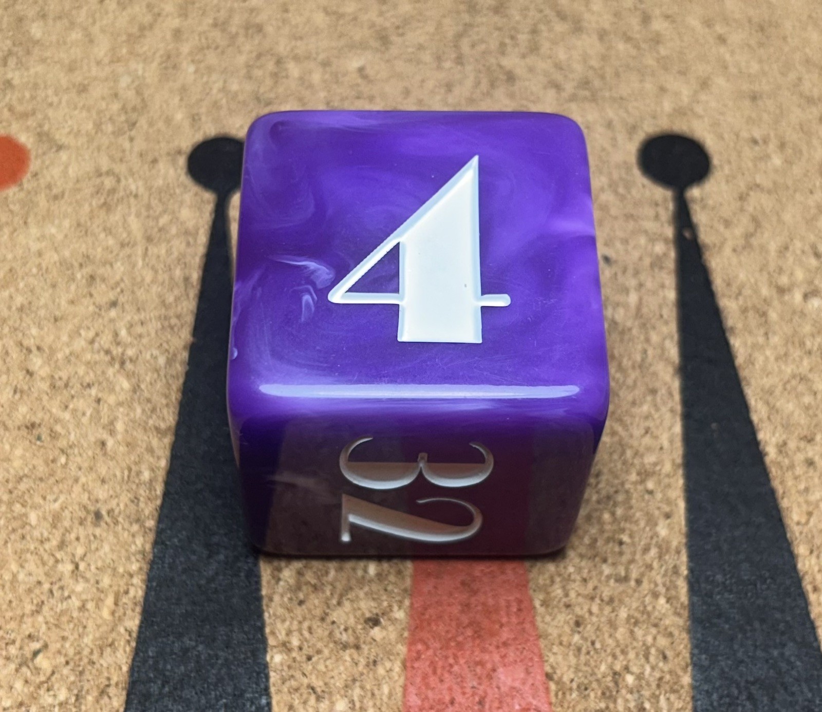 1.5” Marbled Purple Backgammon Doubling Cube with Art Deco Engraving