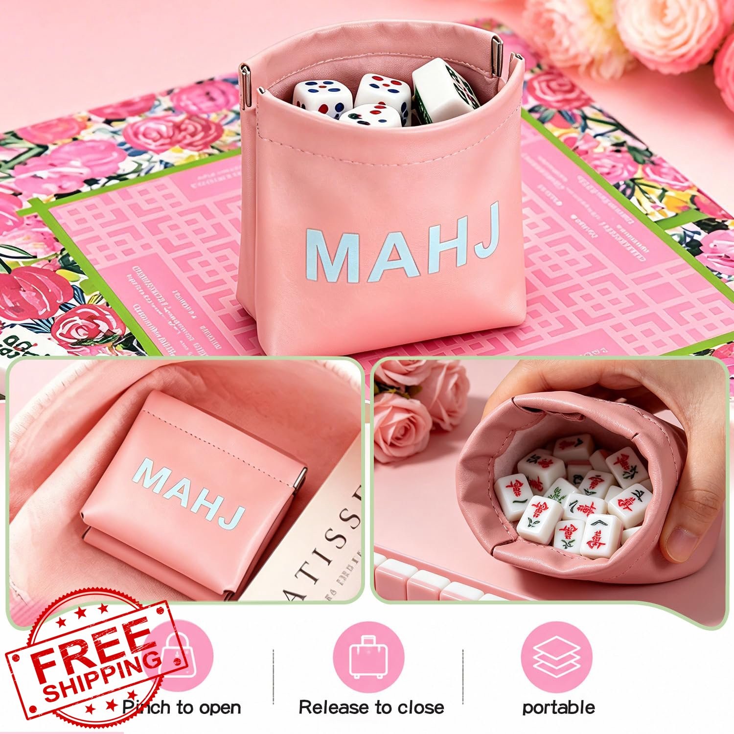 ZWFCGMMBC 31.5″ Bright Pink Mahjong Mat