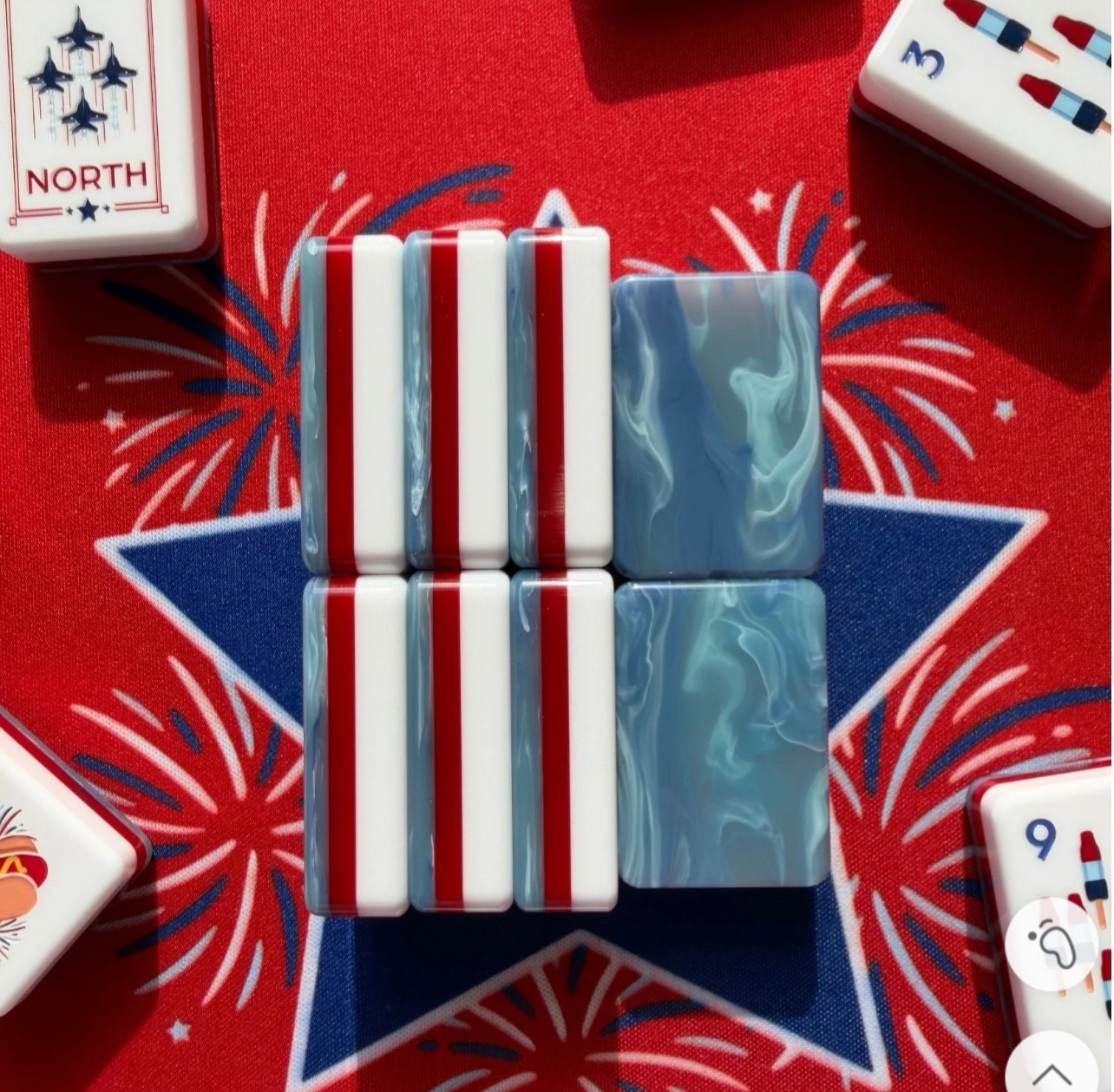 American Mahjong Game Set, 160 tiles Ice blue 🇺🇸Mah Jong Tiles,+storage Bag