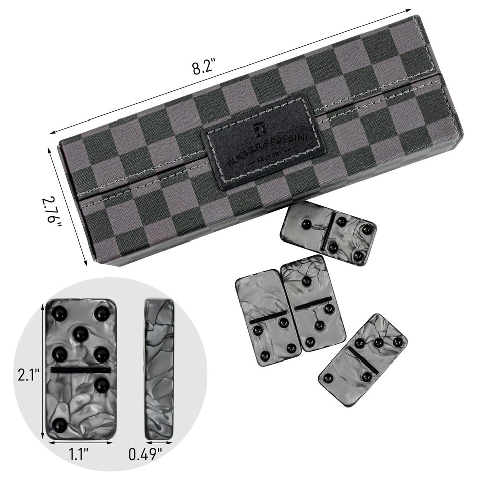 Dominos Set for Adluts Double 6 Jumbo Domino Set 28 Thick Marbleized Black …