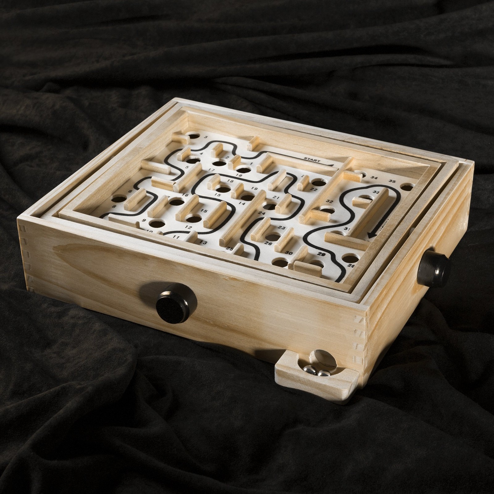 Labyrinth Game – Wooden Puzzle Maze with Two Steel Marbles – 11” x Small, Tan