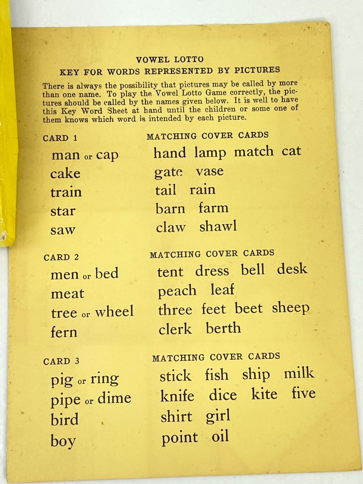 Vintage 1947 Vowel Lotto Phonic Game Garrad Vowels Children English Language