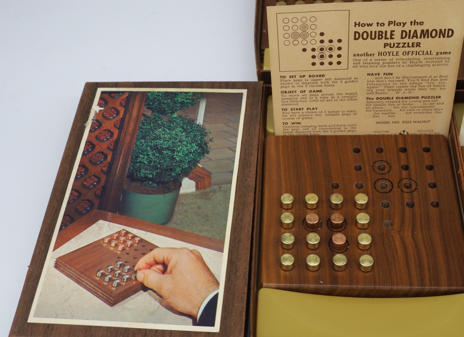 Vintage Hoyle Official Games Walnut Puzzle Set Complete 7 Games Stancraft 1964