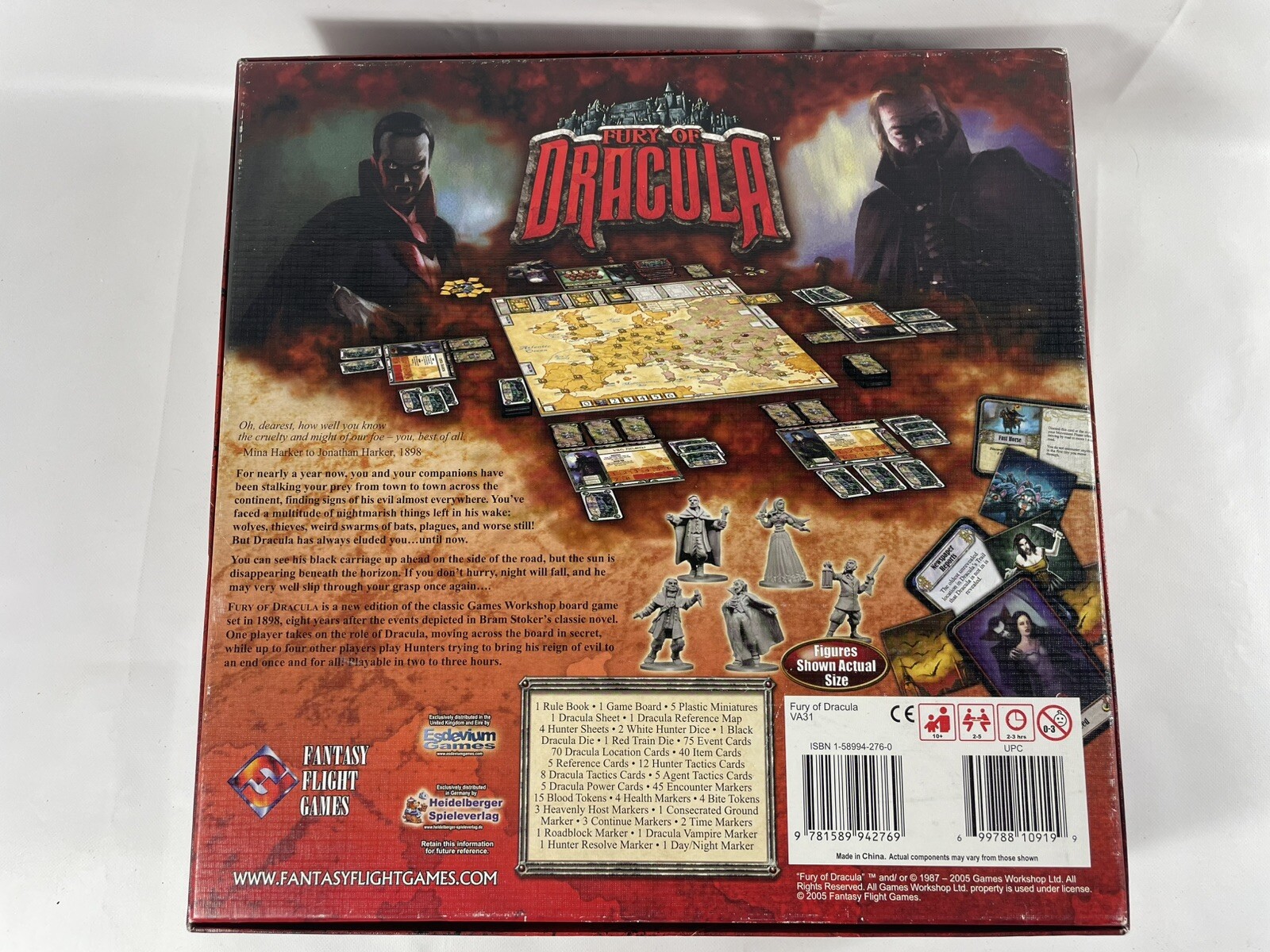 Fury of Dracula Board Game 2nd Edition 2005 Horror Gothic Complete Excellent
