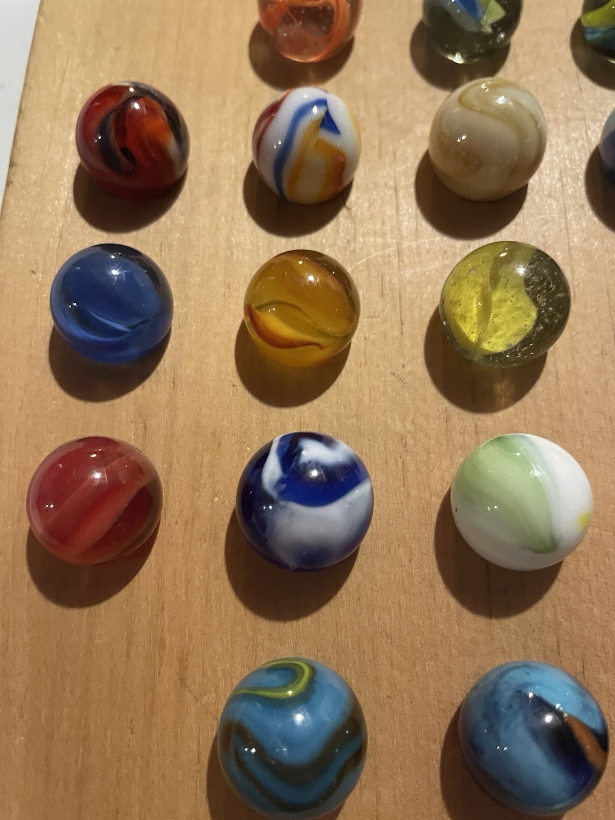 2 Vintage Wooden Marble Solitaire Games with 29 Marbles Cats Eye Nice! 1960’s