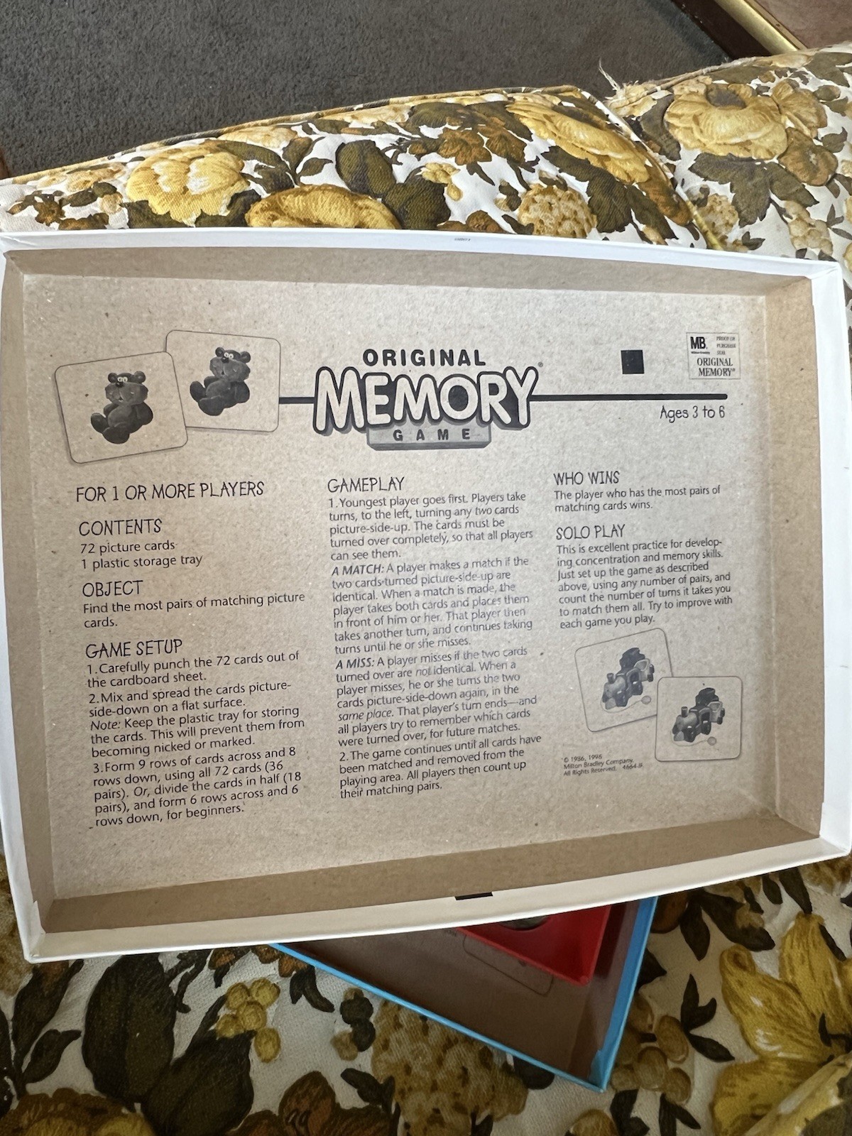 Vintage Original Memory Game by Milton Bradley 2001 Edition