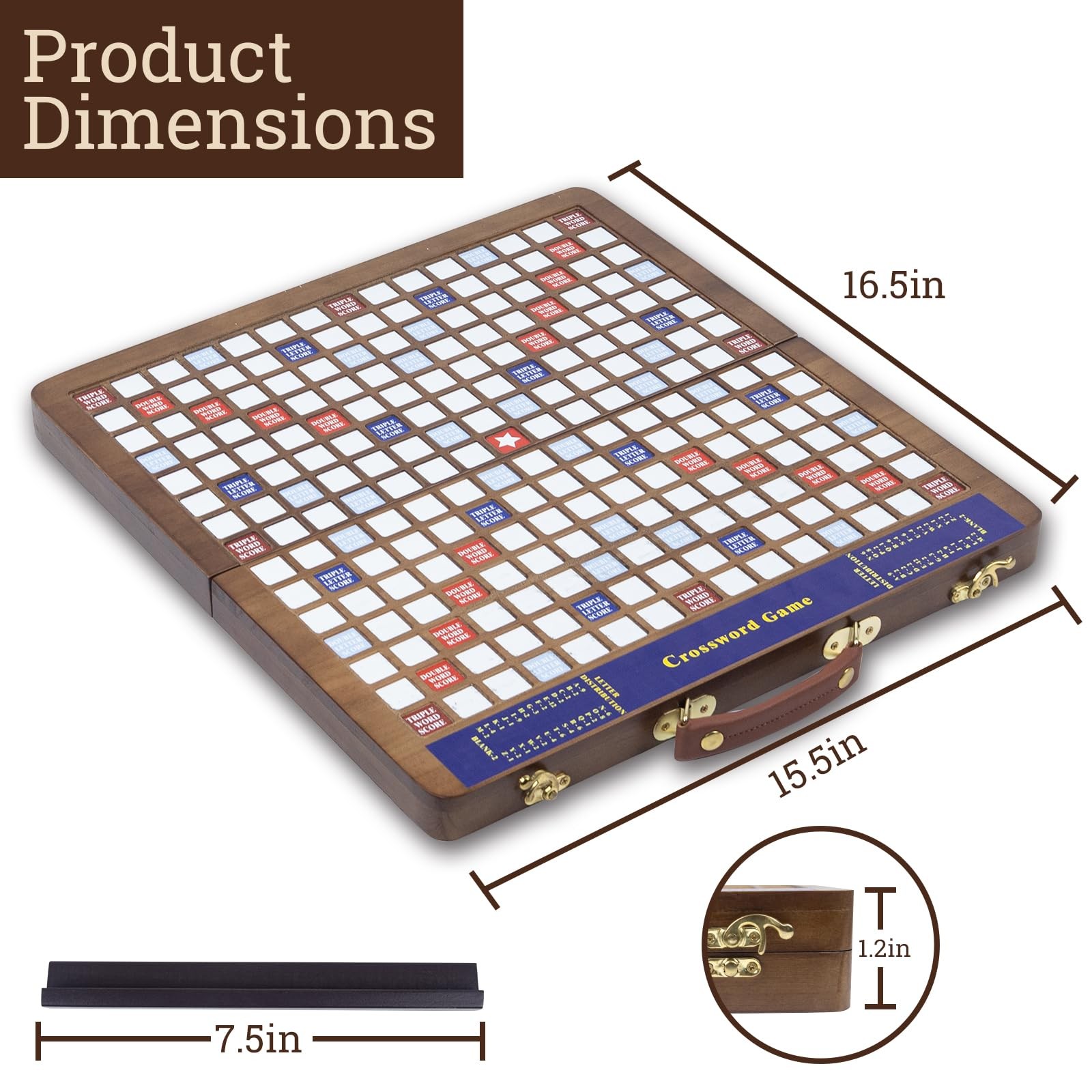 Wooden Folding Crossword Board Game – Word Game Set with 100 Letter Tiles, Sa…