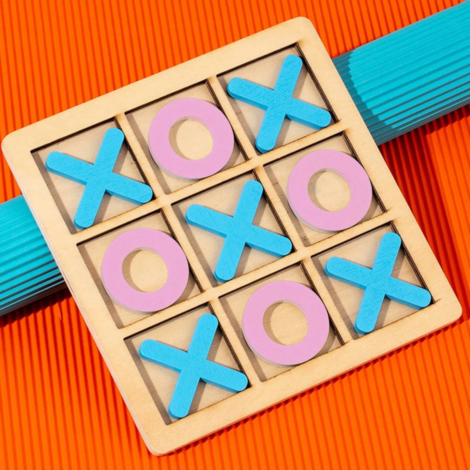 Wooden Tic Tac Toe Game Classical Kids Educational Puzzle Travel Board Toy Set