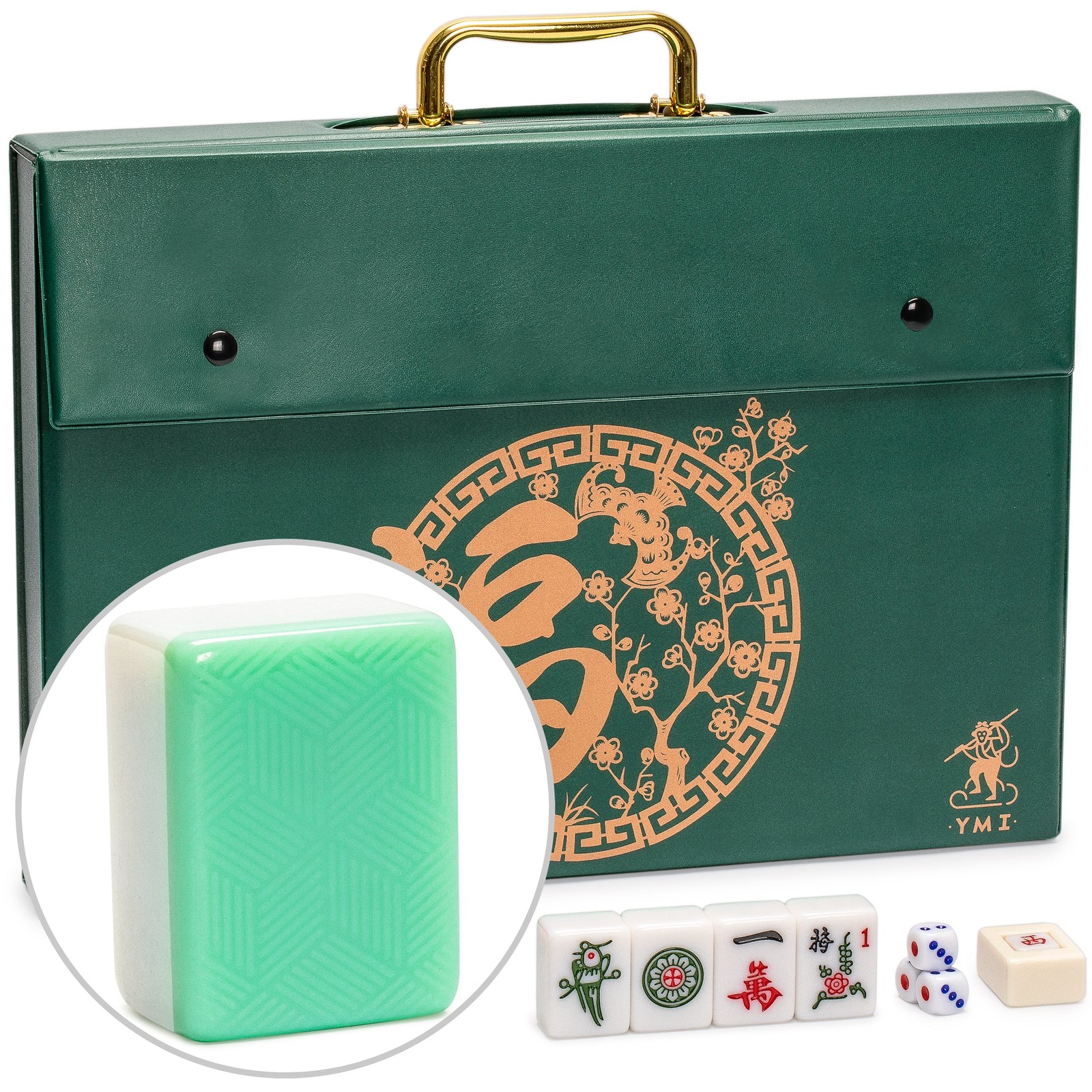 Chinese Mahjong Set, “Emerald Weave” with 146 Large Tiles
