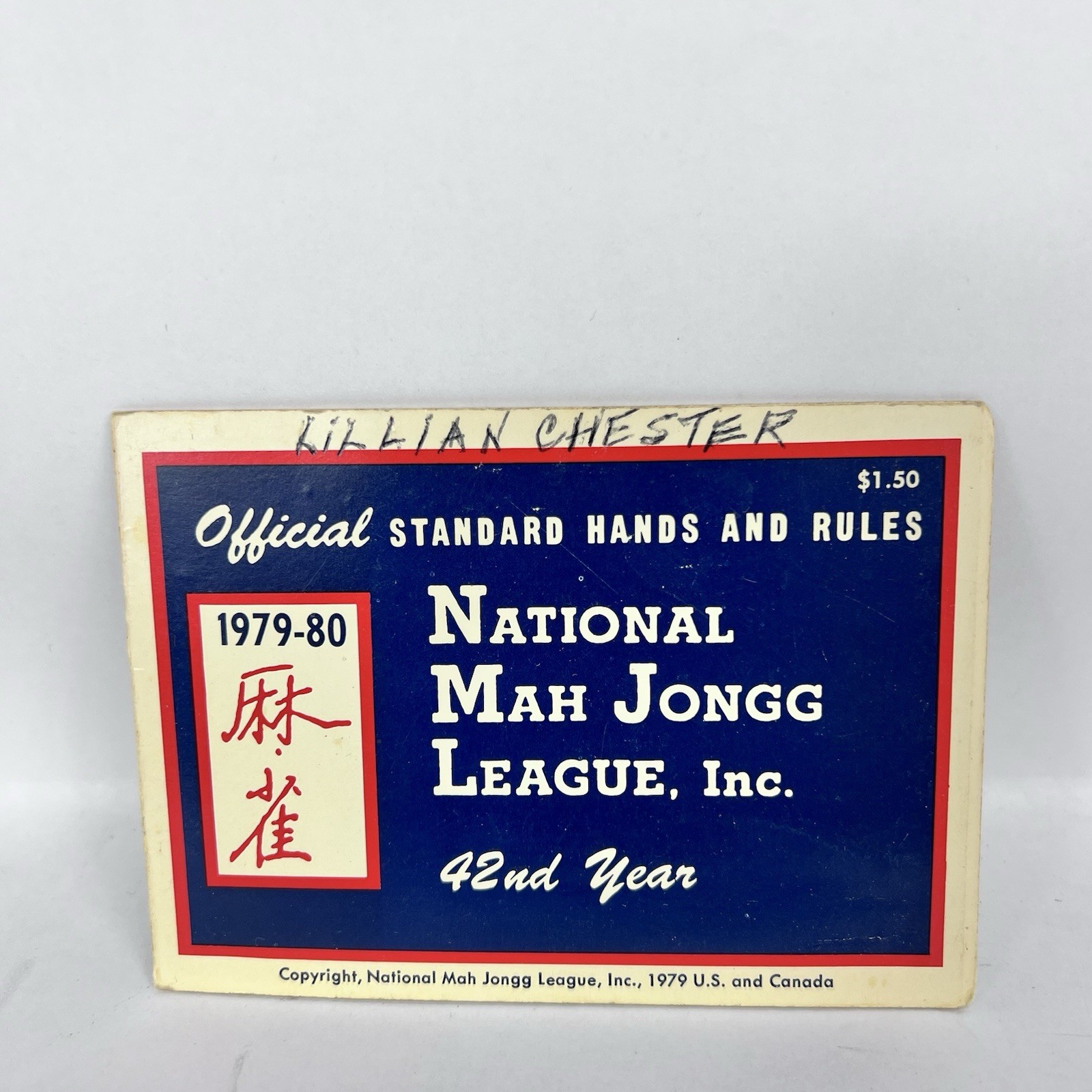 National Mah Jongg League Official Standard Hands And Rules Card 1979-80 42nd