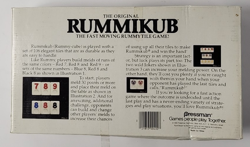 The Original RUMMIKUB Rummy Family Tile Game #400 by Pressman 1990 Complete