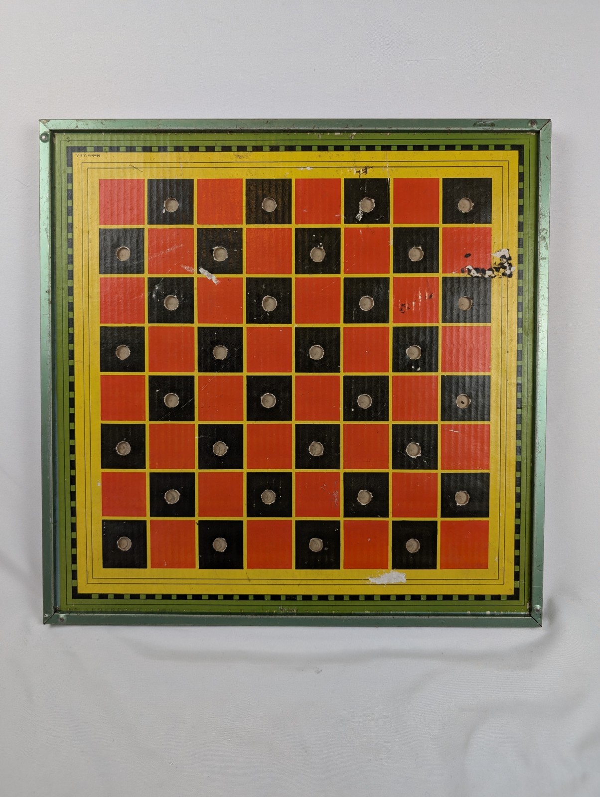 Vintage Chinese Checkers MING CHECK Board Game Reverses To Checkers Metal Frame